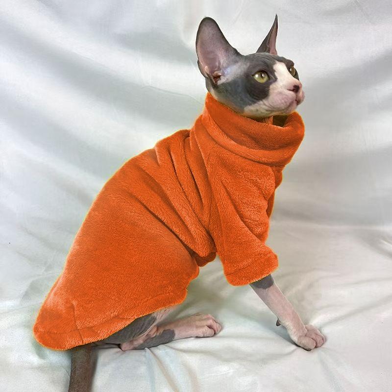 Hairless Cat Clothes Autumn and Winter Models Thickened Sphinx Cat Clothes German Mink Fleece Bottoming To Keep Warm and Comfortable