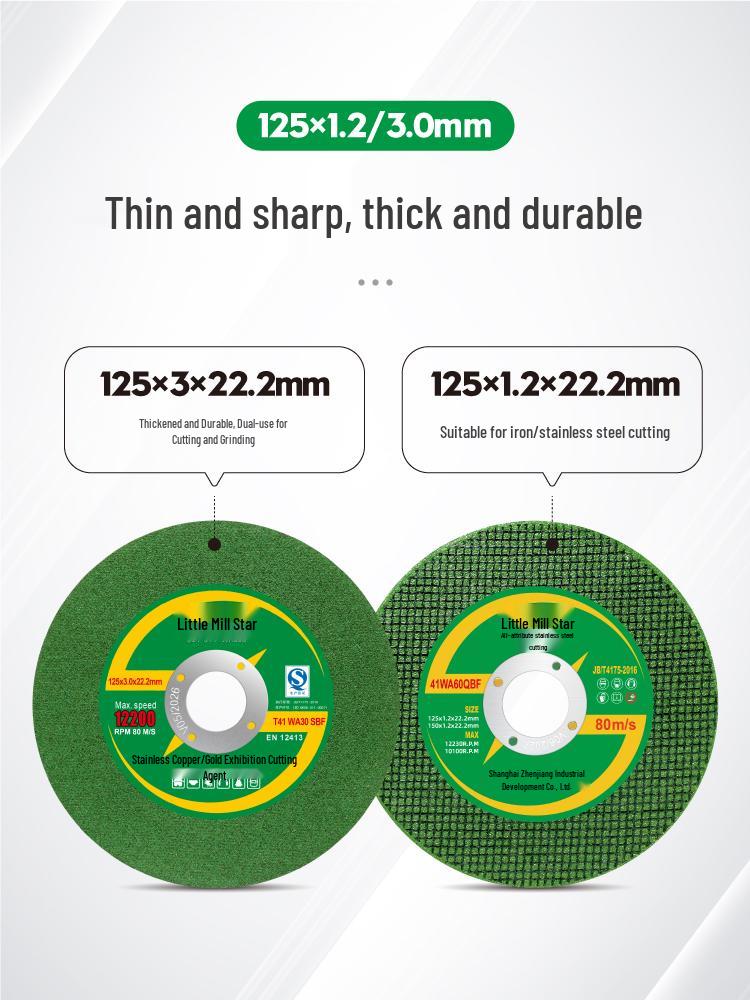 Dual-Use 125*3 Stainless Steel Cutting Disc & 125*1.2 Grinding Wheel for Angle Grinders
