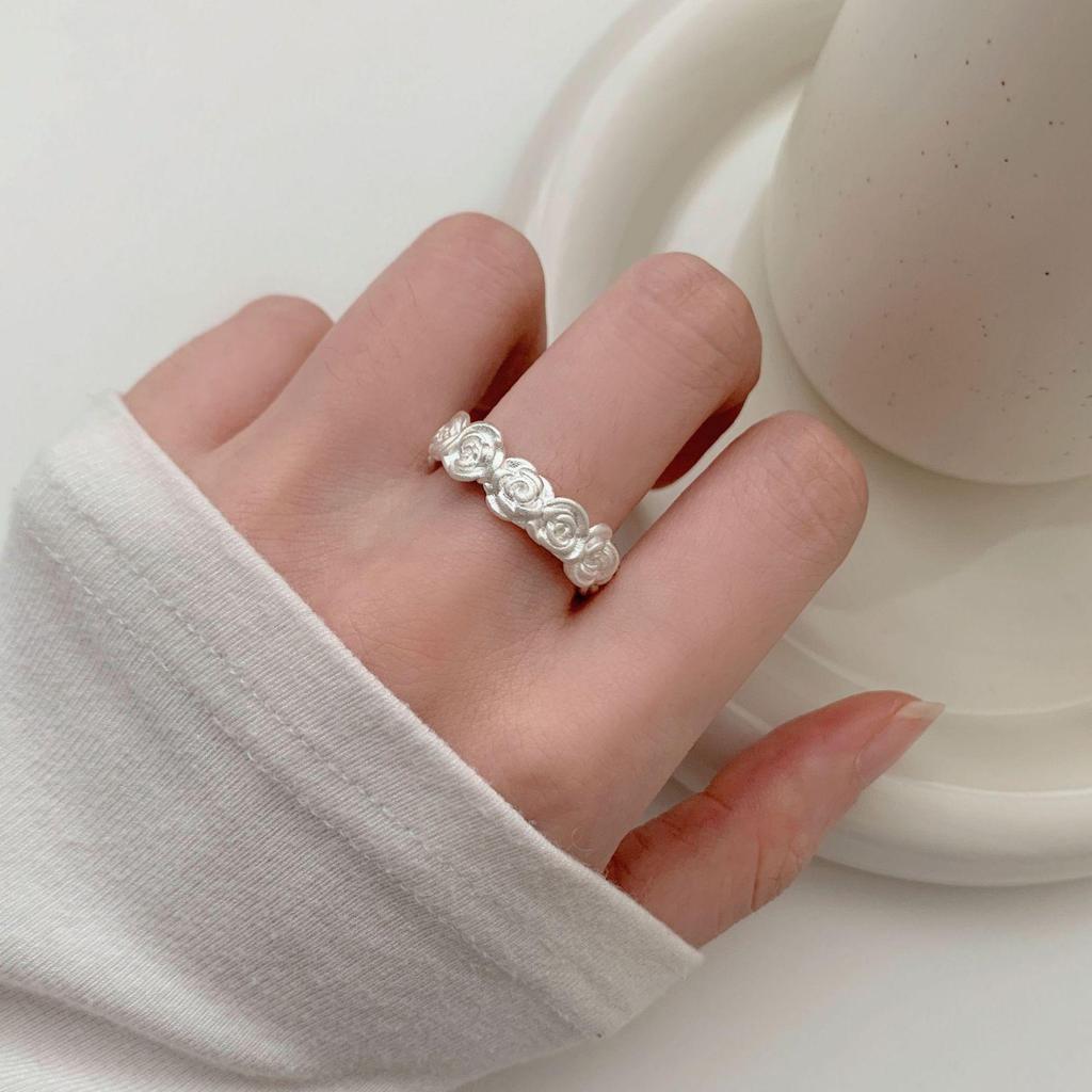 Exquisite Matte Rose Flower Open Ring for Women – Trendy, High-End Index Finger Accessory