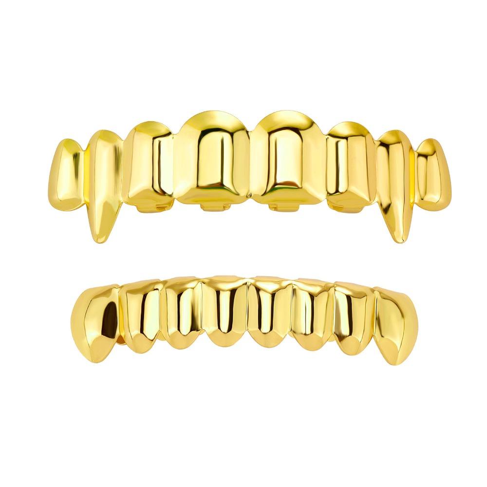 

8/8 Fangs Glossy Teeth 18K Gold Mouth Tooth Caps Classic Teeth Jewelry Cosplay Style 2 Gold