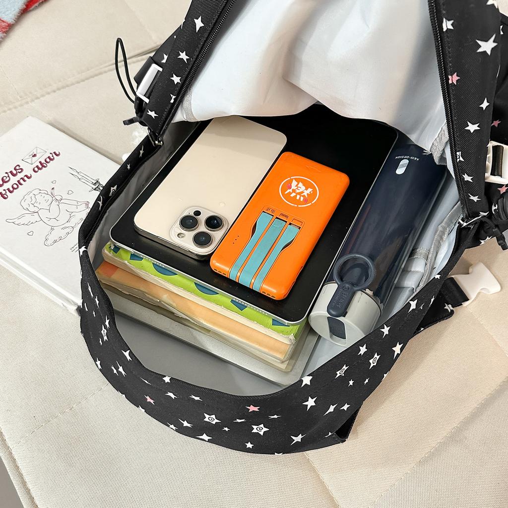 Schoolbag Backpack Korean Version Polka Dot Light Girl College Style Backpack Large Capacity Campus Class Large Capacity Student Schoolbag