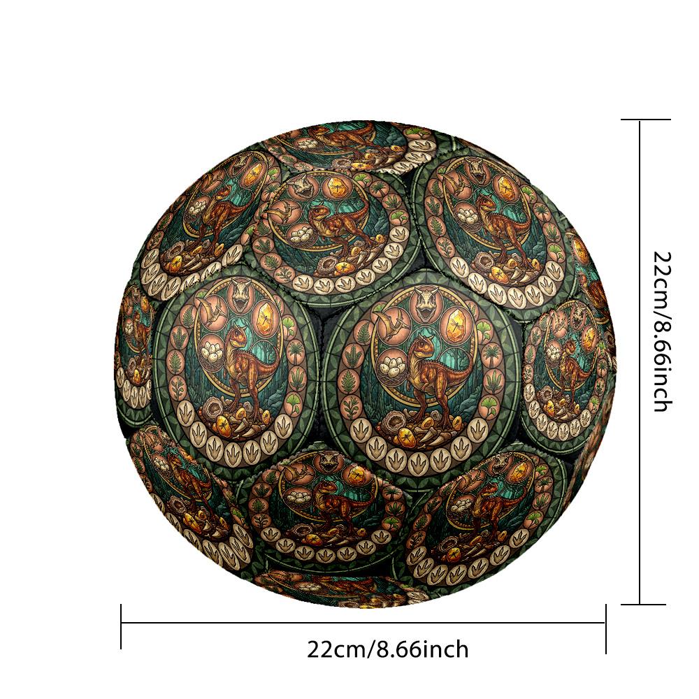 Dinosaur Glass Art Round Football Size 5 Adult Ball Suitable for Training Matches and Outdoor Team.