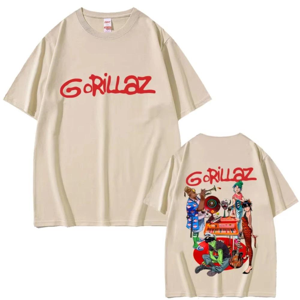 2026 Gorillaz Band Tshirt Unisexs Women Hip Hop Rock Fashion Cartoon Trend Streetwear Vintage Casual High Quality Cotton T Shirts