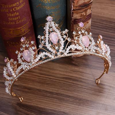 Zuangang New European Style Rhinestone Bridal Crown Handmade Beaded Crystal Tiara Headband