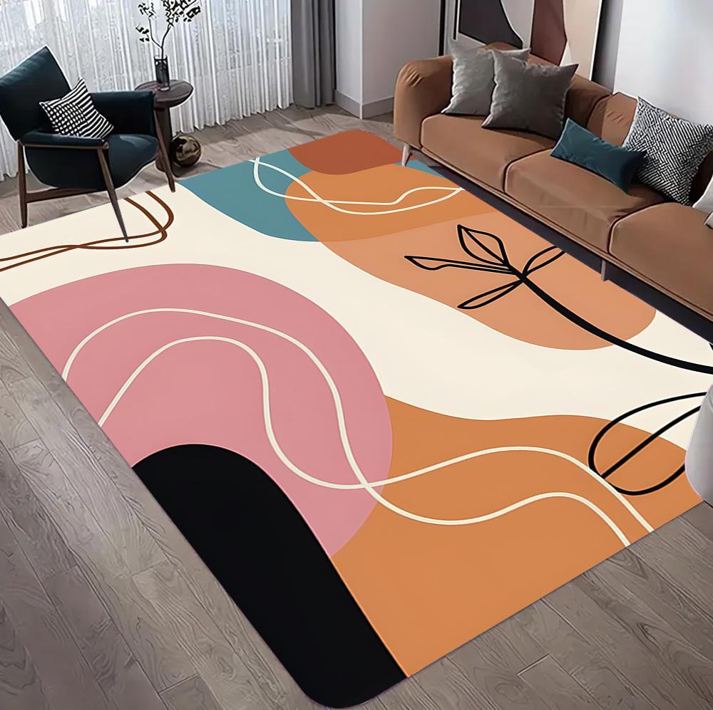 

Modern Abstract Area Rug Geometric Foliage Design Home Decor Carpet Soft Non-Slip Floor Mat for Living Room Bedroom 40X60cm
