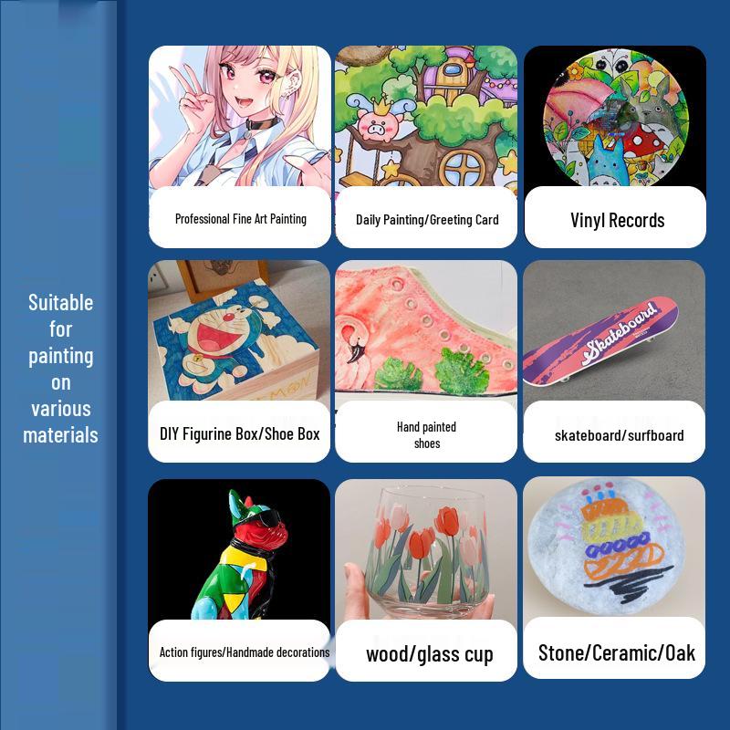 Su Geçirmez Katmanlanabilir Akrilik Boya Kalemleri - Kumaş, Seramik, Ahşap, Taş ve Sulu Boya Sanatı İçin Çocuk Seti