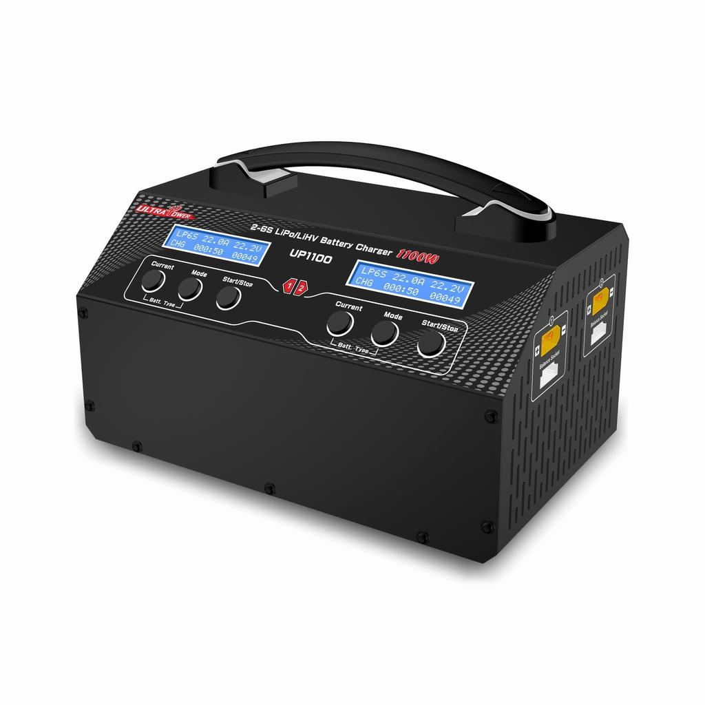 UP1100 Dual Channel Smart Charger for UAVs/Drones – 2x550W 22A Output – Supports 2S to 6S LiPo/LiHV Batteries – High-Speed Charging