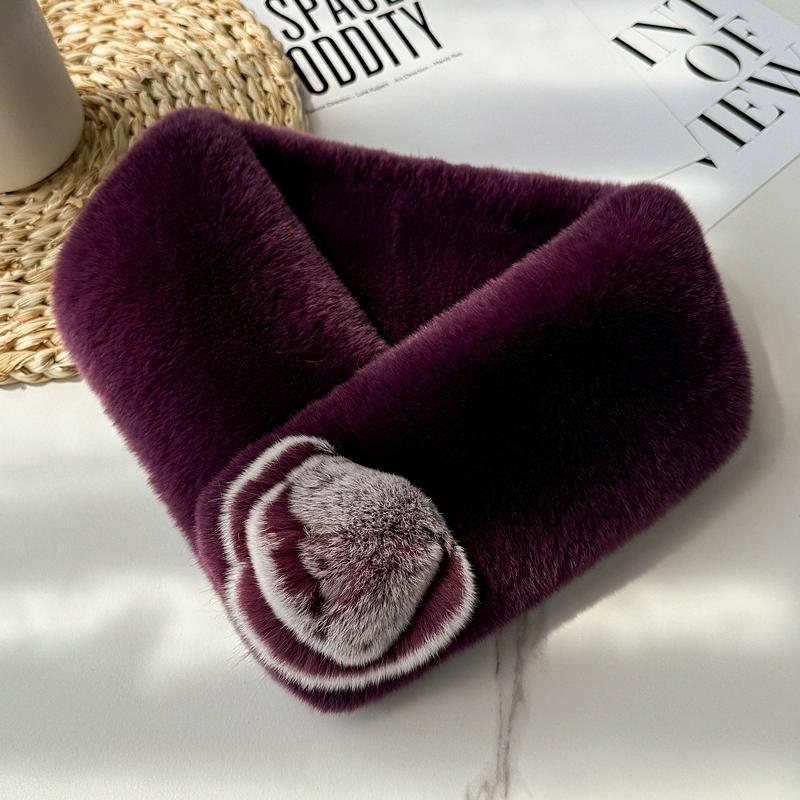 Elegant Double-sided Otter Rabbit Hair Scarf Korean Version Temperament Flower Mother Female Fur Scarf Female Winter Warm Magnetic Buckle