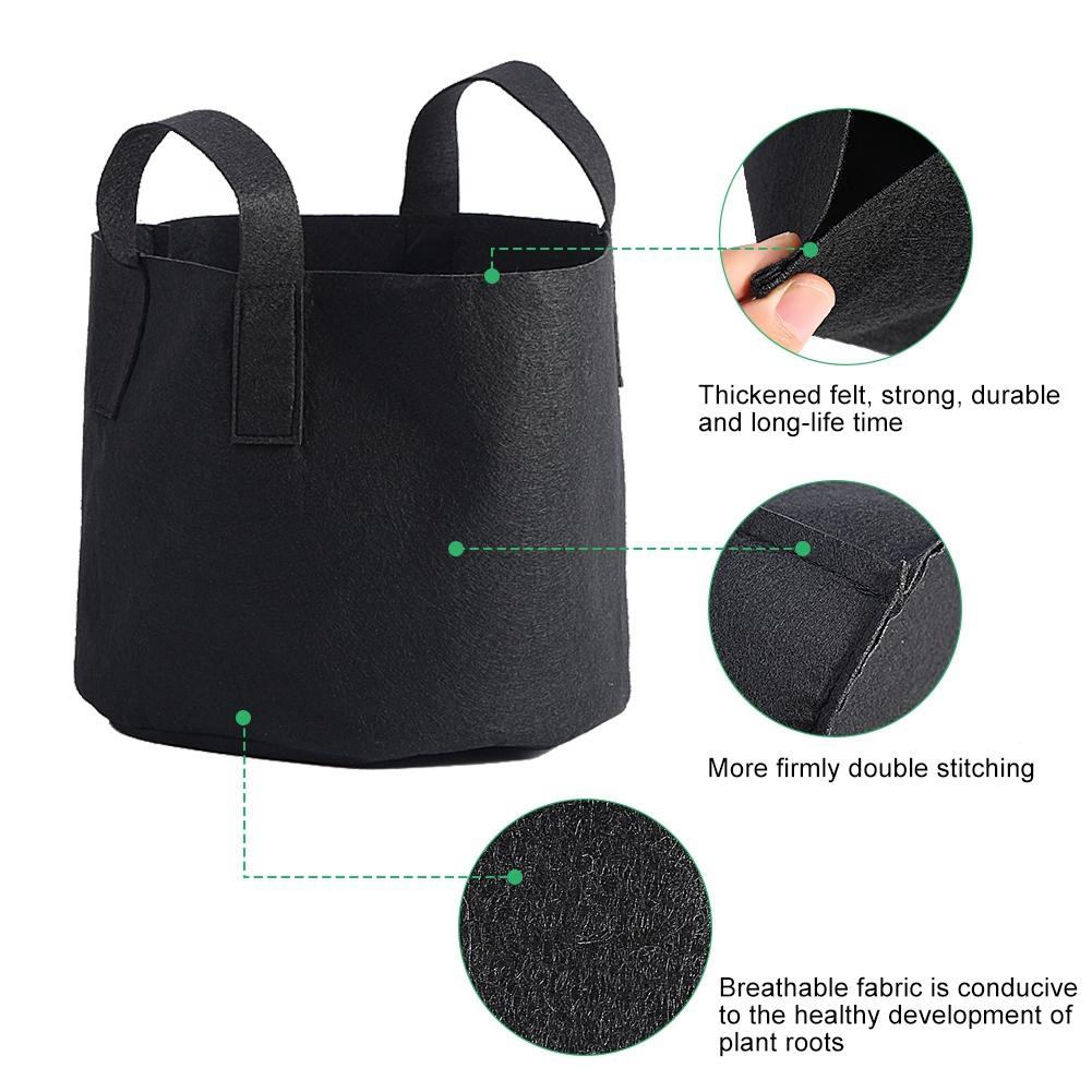 1 2 3 5 7 10 Gallon Schwarzer Pflanzen Anzuchtsbeutel Gemüse Blume Belüftung Pflanztopf Behälter