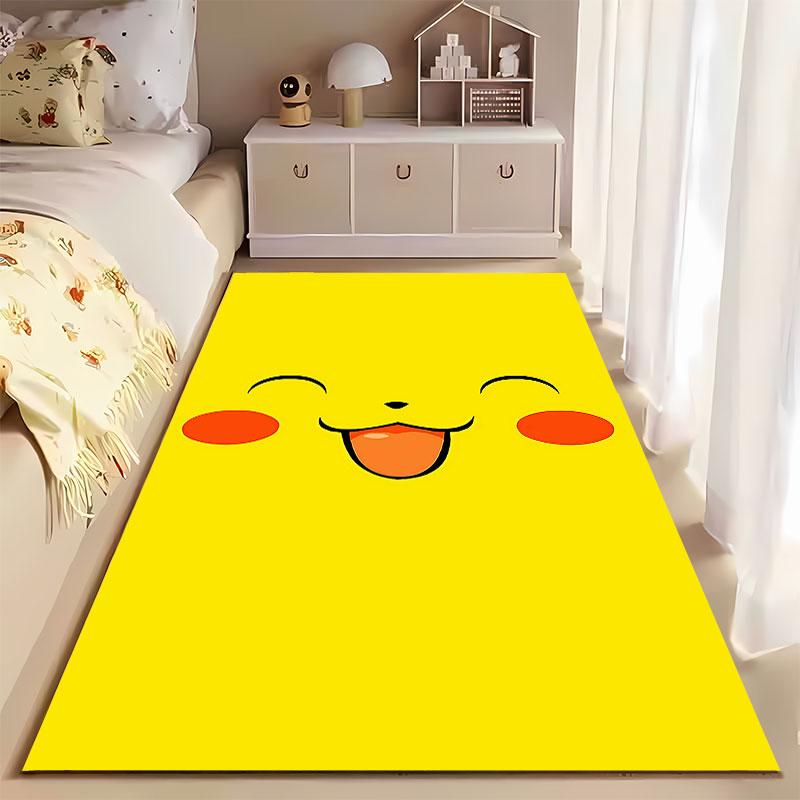 Cute Cartoon Face Yellow Carpet suitable as a non-slip mat for the living room or bedroom sofa