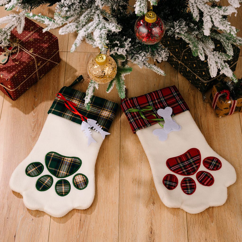 Cute Plaid Cartoon Christmas Stockings For Dogs And Cats Great Gifts And Holiday Decor