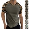 Kamuflasjestil Trykket Raglanermer Herre Topp med Korte Ermer