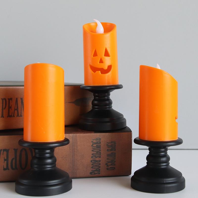 1PC Halloween Lights LED Candle Pumpkin Candlestick Lamp Desktop Ornaments Halloween Party Decoration Horror Props