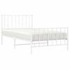 Metal Bed Frame with Headboard and Footboard White 100x190 Cm