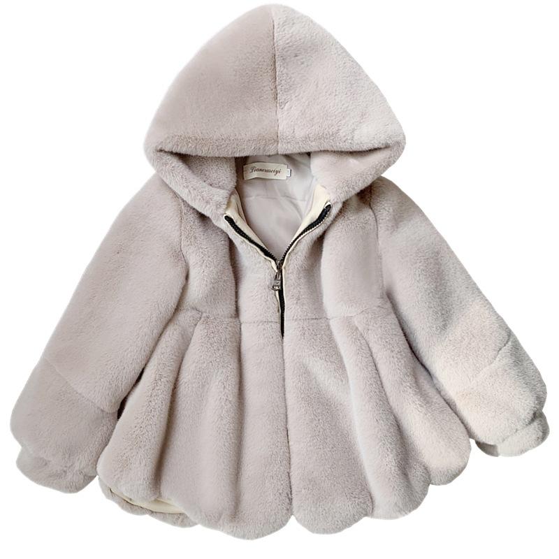 Autunno Inverno Abbigliamento Bambini Cappotto Bambina Spesso Dolce Pelliccia Moda Pelliccia di Coniglio