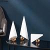 Creative White Geometric Cone Ornaments Desk Decoration Abstract Artwork Gold-plated Sculpture Crafts Room Aesthetics Decor