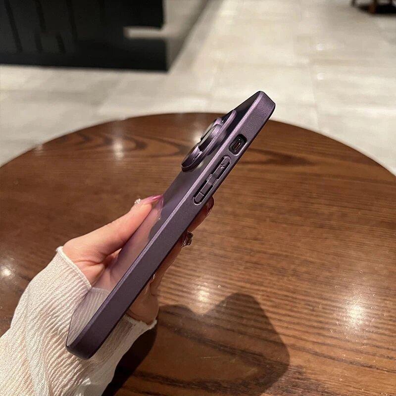 Luxury Laser Matte Magnetic Cases For iPhone 15 14 13 12 11 Pro Max Plus For Magsafe Wireless Charging Lens Protector Back Cover