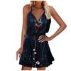 Women Casual Print V-Neck Sleeveless Sling Dress