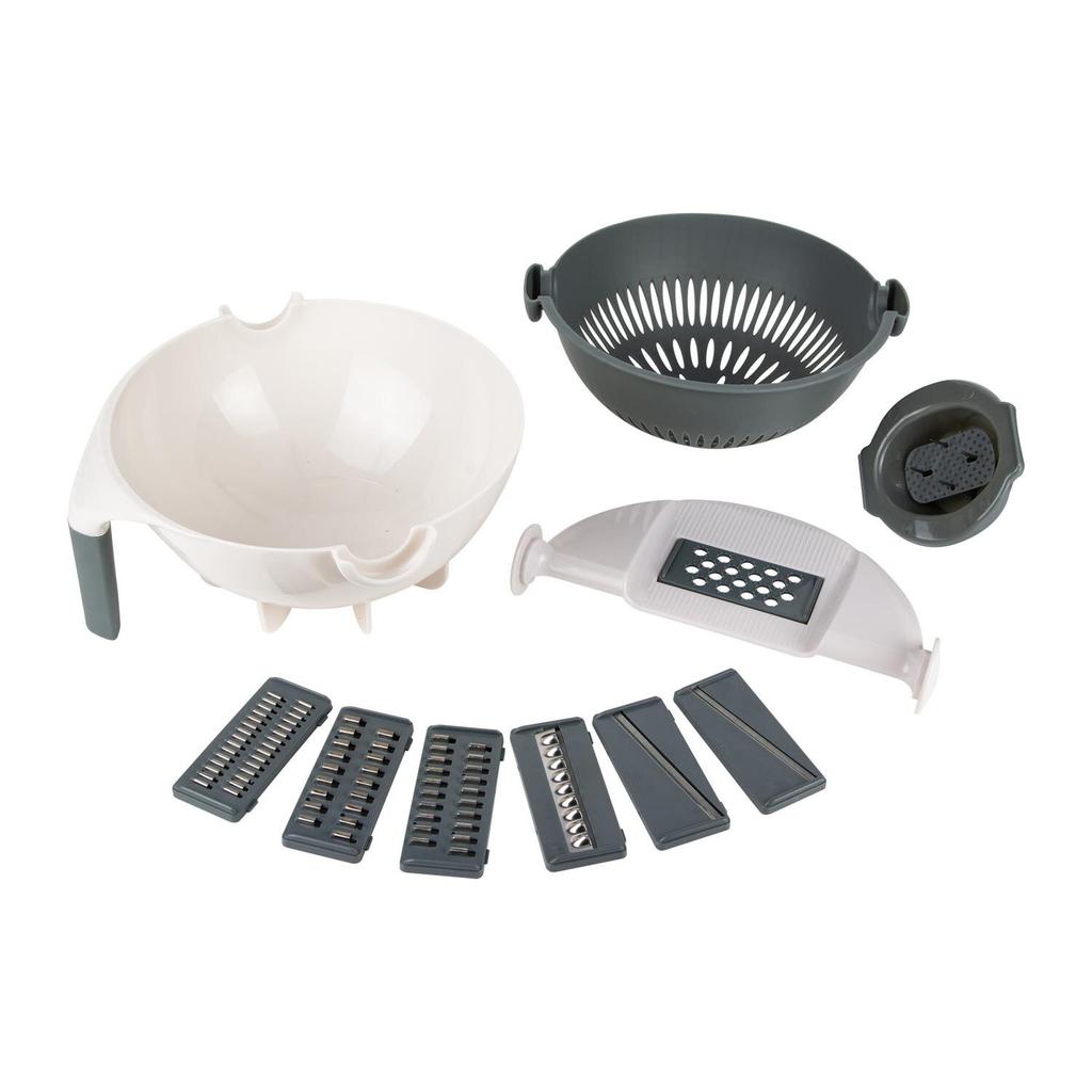Multifunctional Vegetable Grater With Bowl, 7 Interchangeable Blades