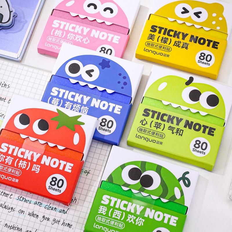 1/6pcs Fruit Sticky Notes 80 Sheets/Pad Self-Adhesive Cartoon Memo Pads Pastel Post Memo Notes Office Stationery