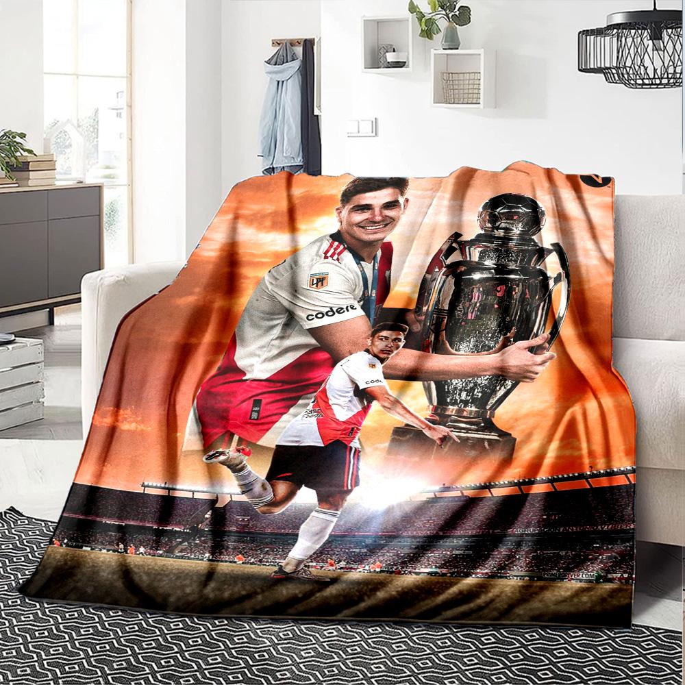 River Plate Champion Player Trophy Print Flannel Blanket Soft Warm Throw Blanket Football Fan Sofa Bed Home Decor