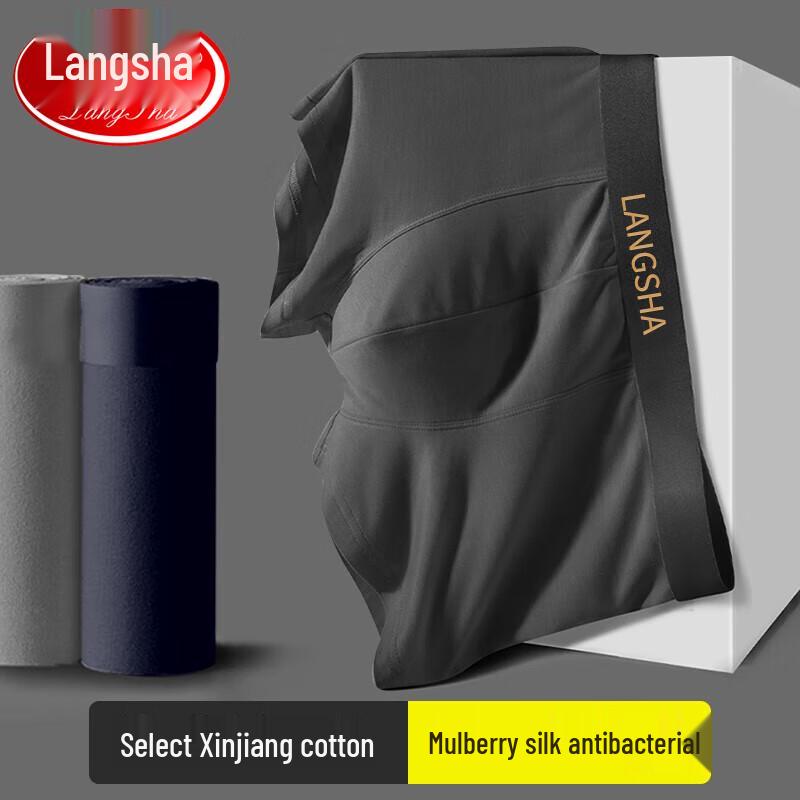 Langsha Men's Antibacterial Cotton Boxer Briefs 4-Pack