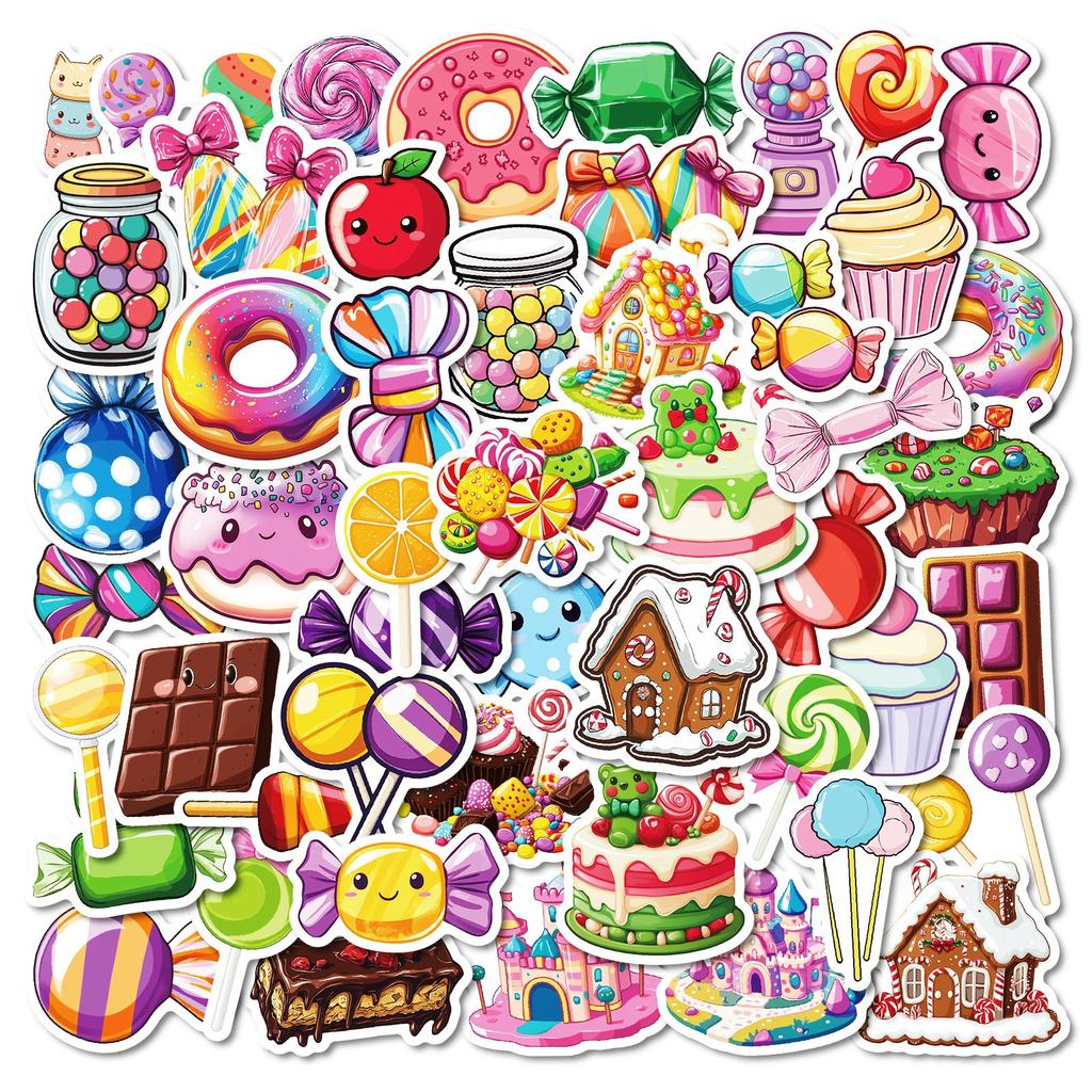 50 Creative Graffiti Stickers Various Candy Donuts Not Repeat Stickers