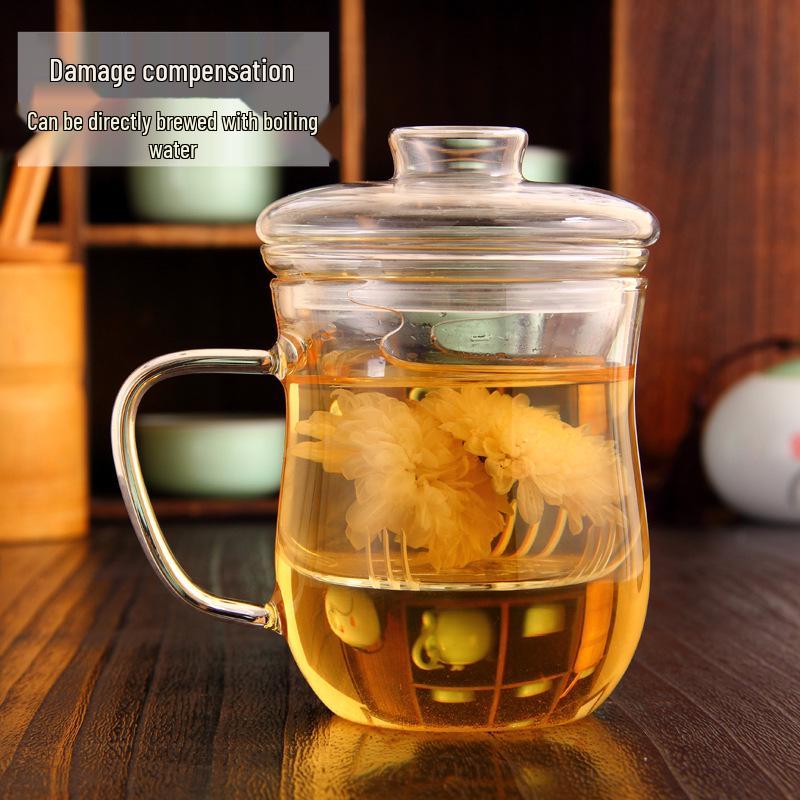 Transparent Borosilicate Glass Tea Infuser Cup with Filter - Stylish Office Tea Separator for Men and Women