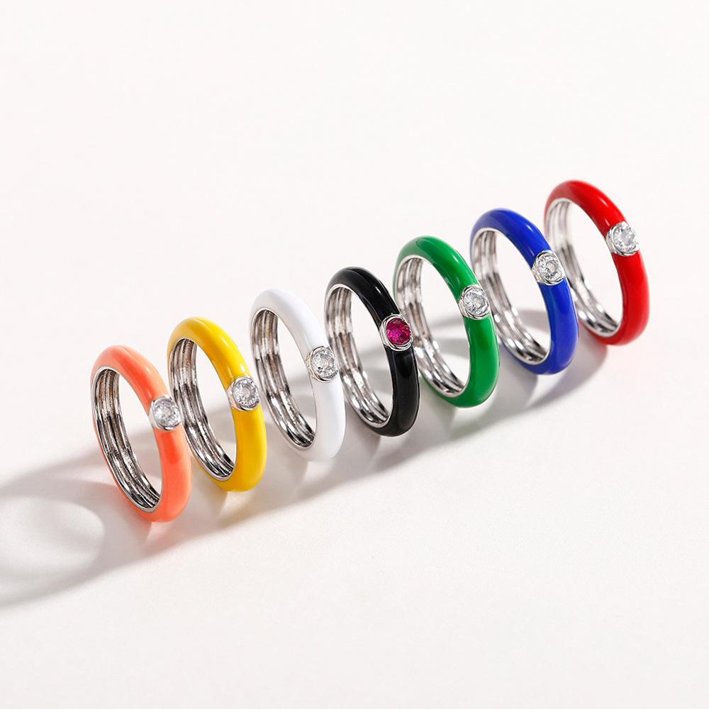 Anello Estivo, Anello Arcobaleno Smalto a Goccia Vento, Anello Trendy da Dito Indice per Donna