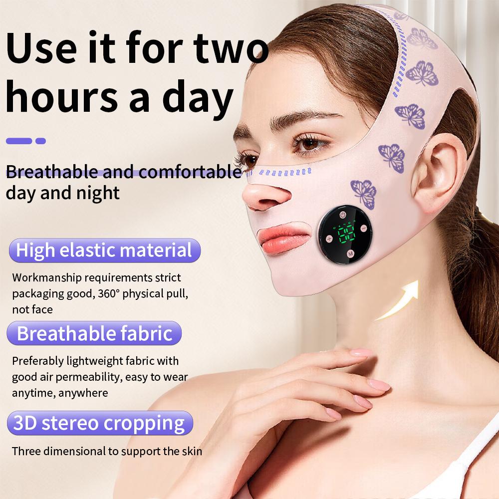 EMS Face Contouring Mask Head Massage V Line Lifting Shaping Mask Facial Slimming Strap Electric USB Charging Reduce Double Chin