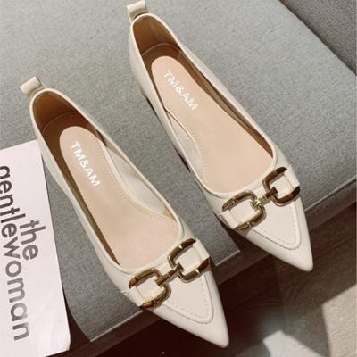 Chunky Midheel Shoes Women's New Spring Autumn Fashion with Skirt Shallow Cut Pointy Low Heels Pumps Shoes P672