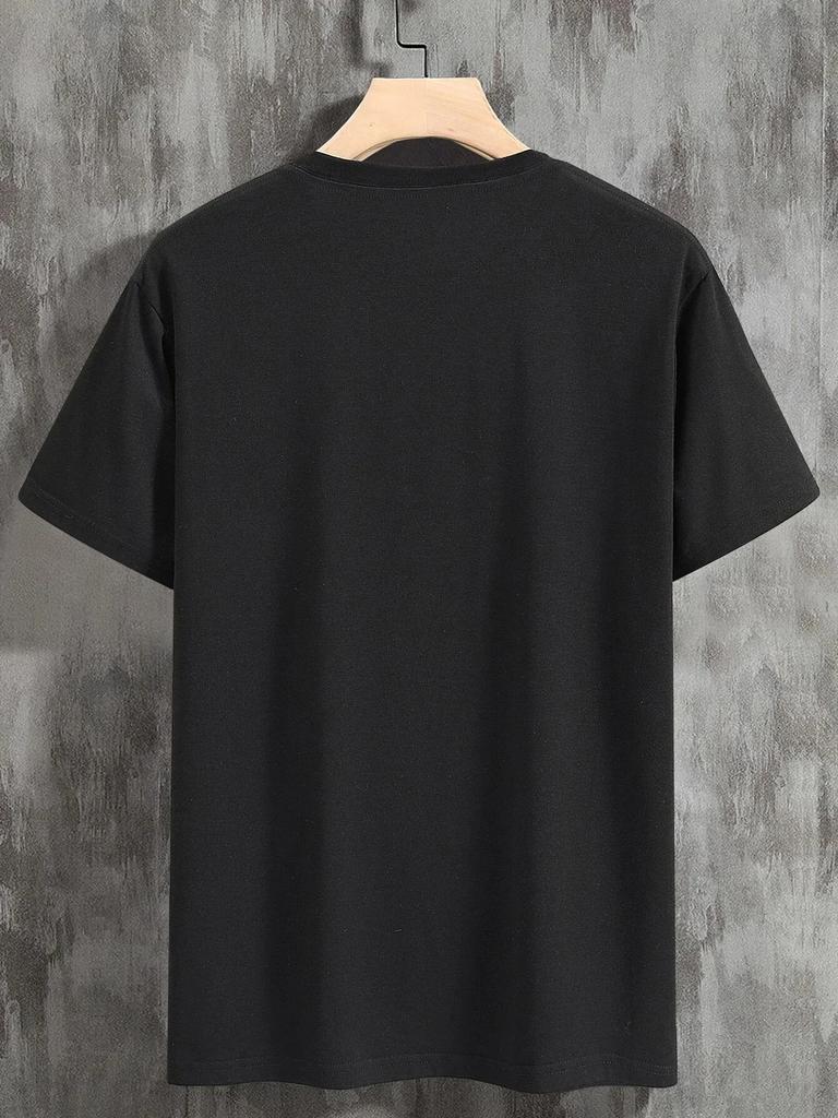 Astronaut Moon Swing Print Men's T-Shirt, 100% Cotton Crew Neck Short Sleeve Top, Spring Summer Menswear High Quality