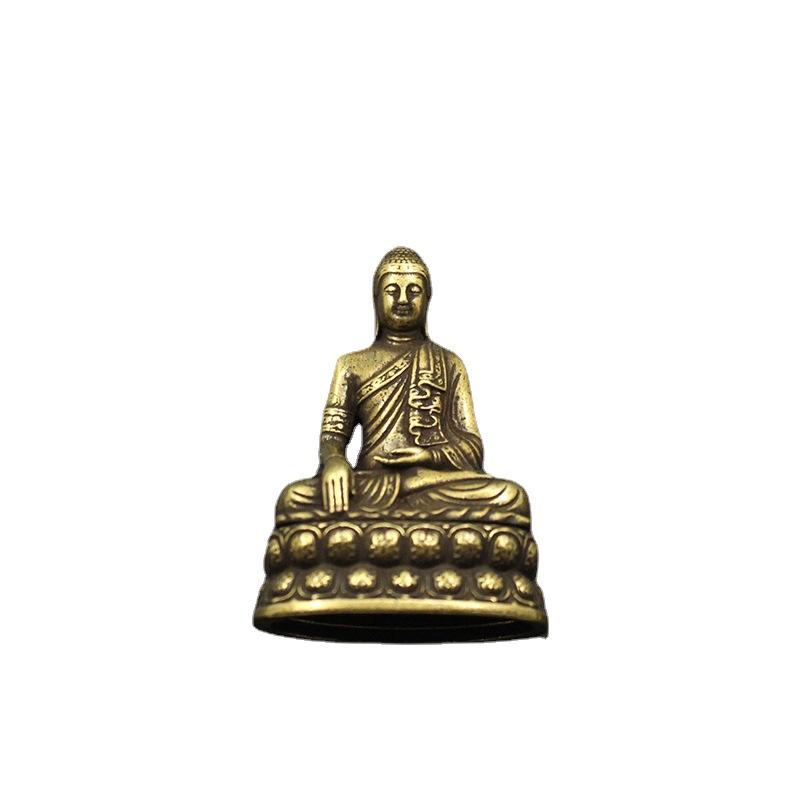 Sakyamuni Buddha Figurines Miniatures Antique Copper Dharma Master Statue Brass Decorations Desktop Ornament