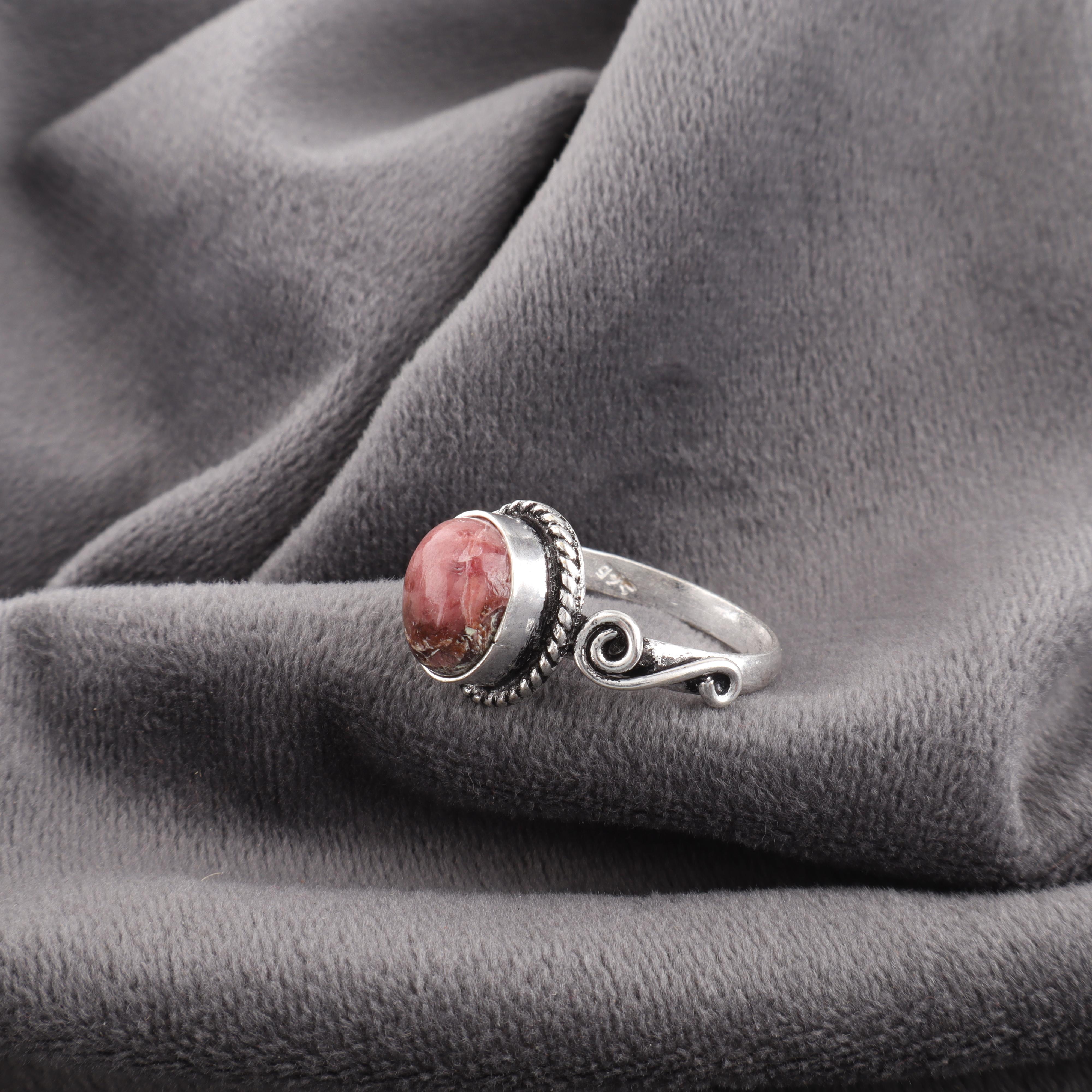 

Украшения из драгоценного камня Черный Родонит, Кольцо из стерлингового серебра 925 пробы ручной работы, Ослепительное серебряное кольцо для свадебного подарка 9 розовый