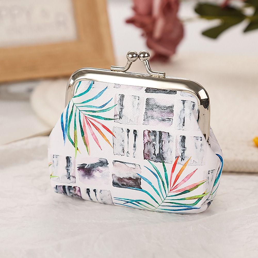 Vintage Floral Coin Purse Ethnic Style Iron Mouth Clip Change Money Organizers PU Cash Pouch Gift Bag