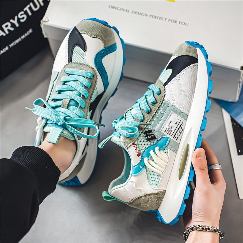 

Men s shoes 2024 autumn new mesh thick sole heightened wear-resistant running dad non-slip men s breathable sneakers 44 озеро синього кольору