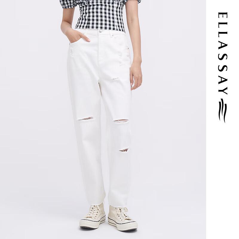 

ELLASSAY Women s Winter Ripped Straight Leg Jeans M
