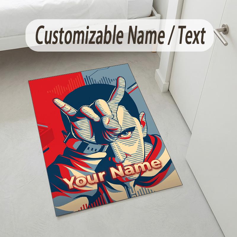 Personalized Crystal Velvet Carpet,Eminem Custom Printed Name, Plush Area Rug For Home Indoor Decor