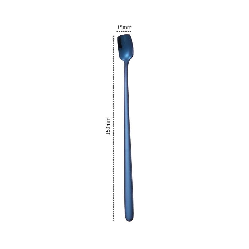 304 Stainless Steel Square Coffee Spoons Tea Milk Cocktail Stirring Spoon Long Handle Ice Cream Dessert Spoons Kitchen Barware