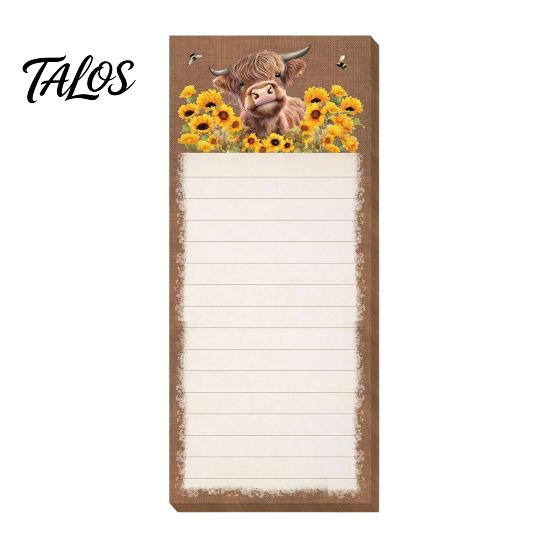 Decorative Grocery List Pad Magnetic Refrigerator Notepad, Highland Cow/Bow/Leopard Print, Shopping Cute Stationery for Home Kitchen Fridge And Metal