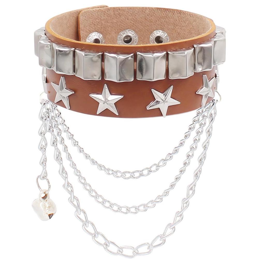 European & American Multi-layer Leather Skull Rivet Punk Bracelet