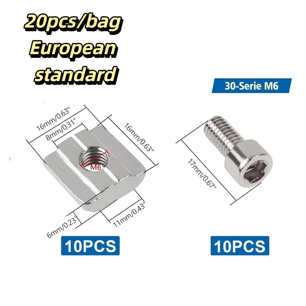 20pcs/bag Stable Structure European Standard Aluminum Profile Fasteners  Fixing M6