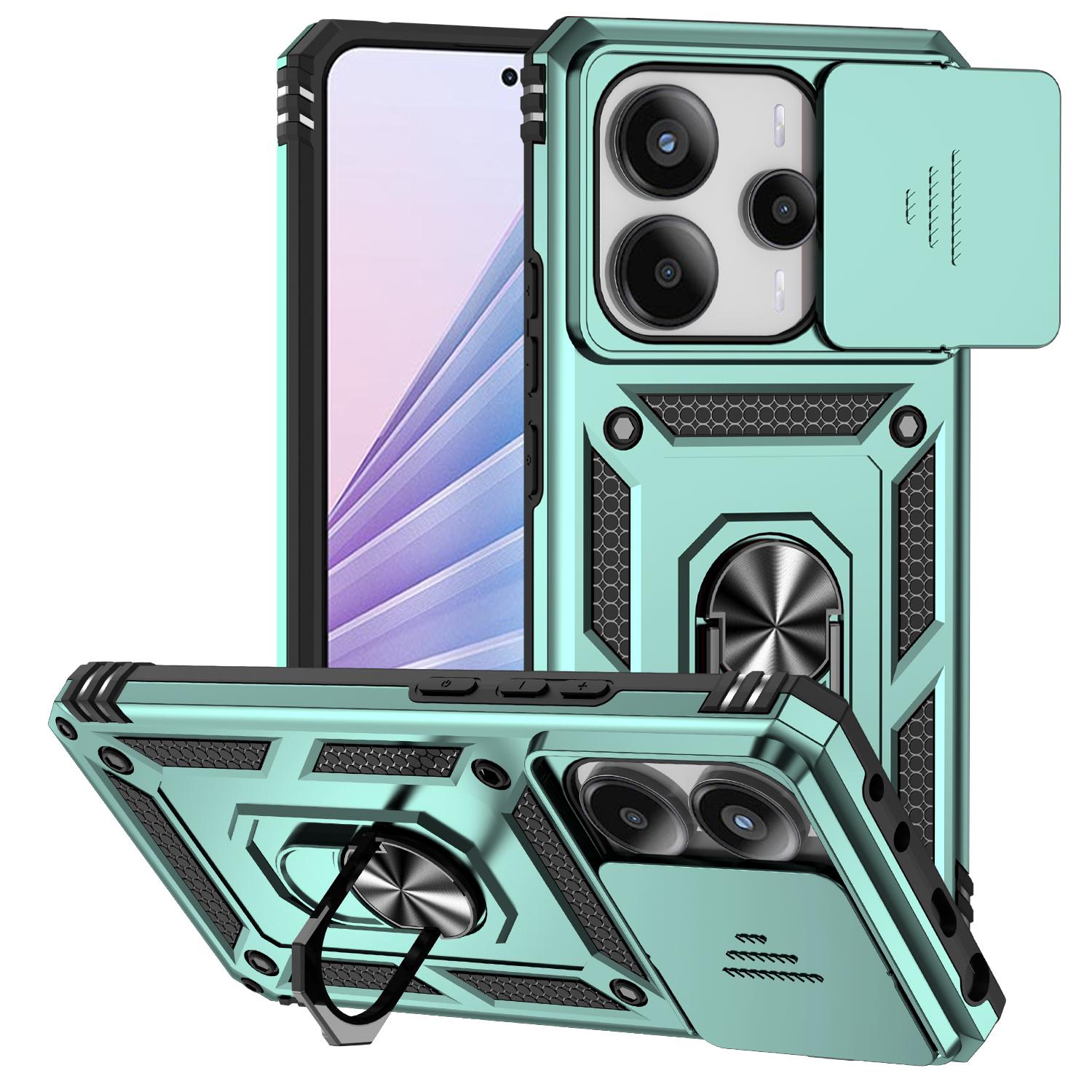 

Чехол-броня с кольцом-подставкой и сдвижной шторкой для камеры для Redmi Note 14 13 5G 4G Poco X7 Pro Note 13 Pro 5G 4G для Xiaomi 14T Pro For Poco X7 Pro зелёный