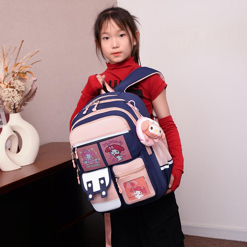 Lightweight Nylon Student Backpack With Color Blocked Design For Young Children