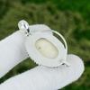 Oval Natural Scolecite Crown Chakra Handmade Engagement Pendant Sterling Silver
