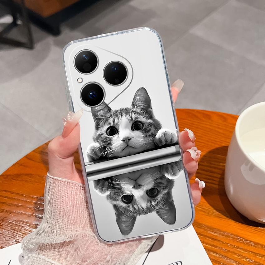 Para Huawei Pura 80 Ultra Honor 400 Magic5 Pro Capa de Telefone Padrão Astronauta Fofo TPU Transparente À Prova de Choque Protetora Capa Traseira Macia Para Huawei Capa