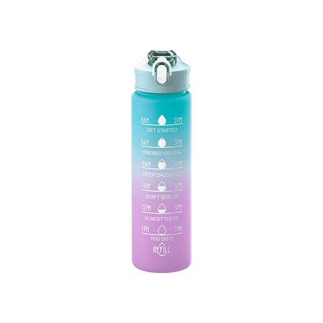 Large Capacity Sports Water Bottle With Straw Portable Handle Heat-resistant Outdoor Frosted Plastic Gradient Color Space Kettle