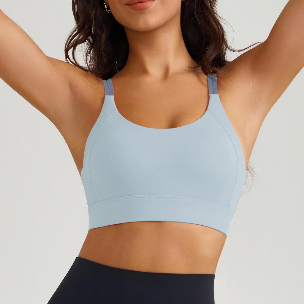 Women's Cross-Back Sports Bra with Thin Straps - Shock-Absorbing and Comfortable Yoga Fitness Wear with One-Piece Cup