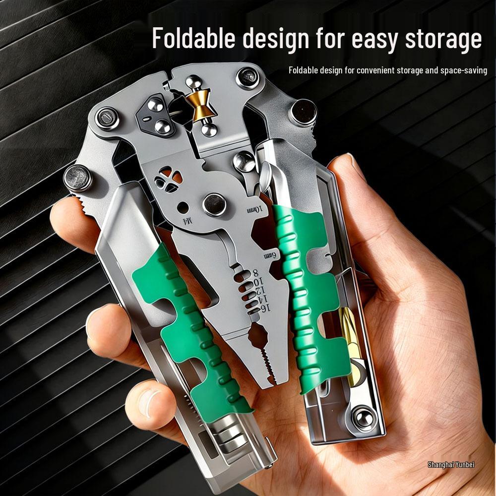 Multi-Functional Folding Electrician Pliers: Wire Strippers and Crimpers