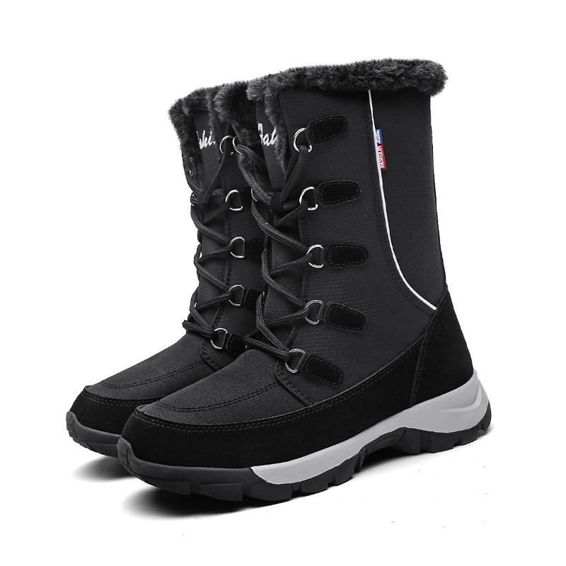 Winter cotton shoes women's thickened long-haired velvet warm women's snow boots cold high-top shoes medium tube casual shoes